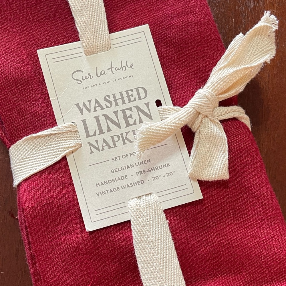 Sur La Table (3) Linen Napkins in Red - Picture 3 of 3